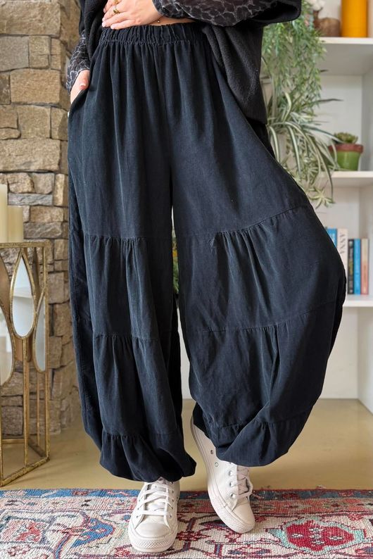 Basso Baby Cord Tiered Cuff Pant Black